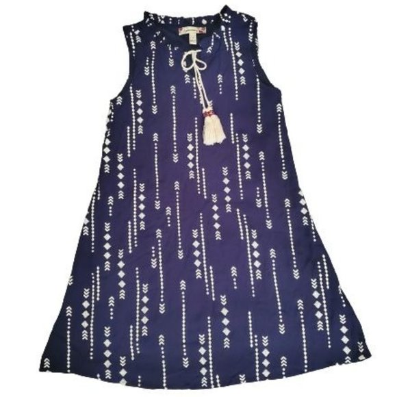 Speechless Kids Girls Tassel & Embroidered A-Line Lined Dress Navy Blue Size 7 - Picture 2 of 11